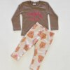 Conjunto Infantil Feminino Blusa Manga Longa e Legging Estampada Bege Fernanda Ramos Kids