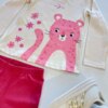 Conjunto Infantil Feminino Blusa Manga Longa Gatinha Rosa e Legging 1
