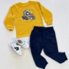 Conjunto Infantil Masculino Blusão Amarelo e Calça Jogger Azul Marinho Fernanda Ramos Kids
