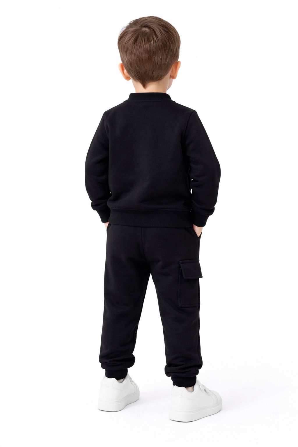 fernandaramoskids com br Conjunto Infantil Masculino Blusão com Ziper e Calça com Bolso Preta 1