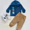 Conjunto Infantil Masculino Jaqueta Azul e Calça Jogger Bege Fernanda Ramos Kids