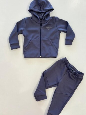 Conjunto Infantil Masculino Jaqueta com Capuz e Bolso e Calça Cinza Fernanda Ramos Kids