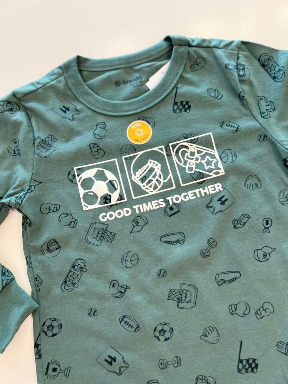 Pijama Infantil Masculino Blusa Manga Longa e Calça Estampa Esportiva Fernanda Ramos Kids