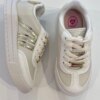 Tênis Infantil Feminino Off White com detalhes glitter Dourado Fernanda Ramos Kids