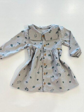 Vestido Infantil Feminino Manga Longa Estampa Folhas Veludo Verde Fernanda Ramos Kids