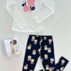 Conjunto Infantil Feminino Blusa Manga Longa e Legging Flores Azul Fernanda Ramos Kids