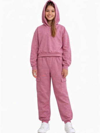 Conjunto Infantil Feminino Blusão Confetes e Calça Moletom Rose Fernanda Ramos Kids