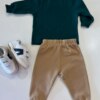 Conjunto Infantil Masculino Blusão Animais Verde e Calça Jogger Bege Fernanda Ramos Kids