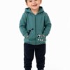 Conjunto Infantil Masculino Jaqueta Dino Verde e Calça Jogger Preta Fernanda Ramos Kids