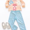 Pijama Infantil Feminino Blusa Manga Longa Best Friends e Calça Flores Fernanda Ramos Kids