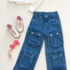 Calça Feminina Infantil Jeans Cargo 4 Bolsos Fernanda Ramos Kids