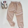 Calça Jogger Infantil Feminina com Bolso Bege Fernanda Ramos Kids