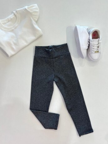 Calça Legging Infantil Feminina Flanelada Cinza Chumbo Fernanda Ramos Kids