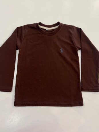 Camiseta Infantil Masculina Básica Manga Longa Marrom Fernanda Ramos Kids