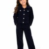 Conjunto Infantil Feminino Jaqueta Cotelê e Calça Preta Fernanda Ramos Kids
