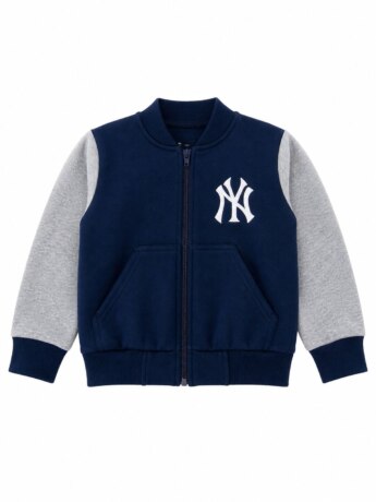 Jaqueta Moletom Infantil Masculina com Zíper e Bolso Azul Marinho Fernanda Ramos Kids