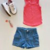 Short Infantil Feminino com Bolso na Lateral Jeans Fernanda Ramos Kids