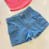 Short Infantil Feminino com Bolso na Lateral Jeans Fernanda Ramos Kids