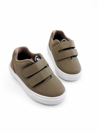 Tênis Infantil Masculino Casual com Velcro Duplo Acinzentado Fernanda Ramos Kids