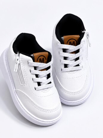 Tênis Infantil Masculino Casual com Zíper Branco Fernanda Ramos Kids