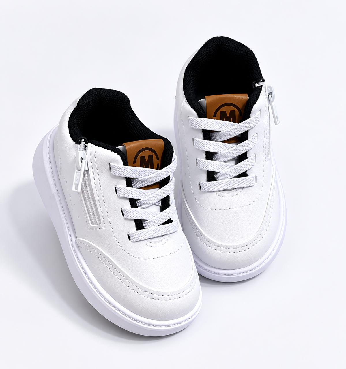 Tênis Infantil Masculino Casual com Zíper Branco Fernanda Ramos Kids
