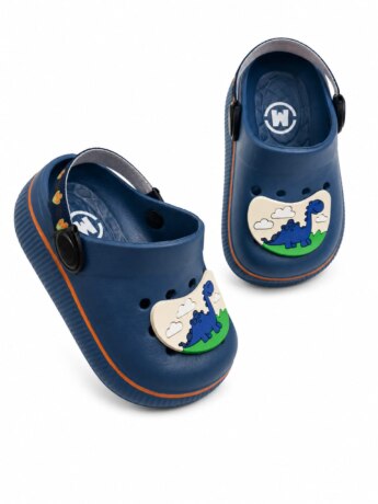 Babuche Bebê Masculino com Elástico Dino Azul Fernanda Ramos Kids