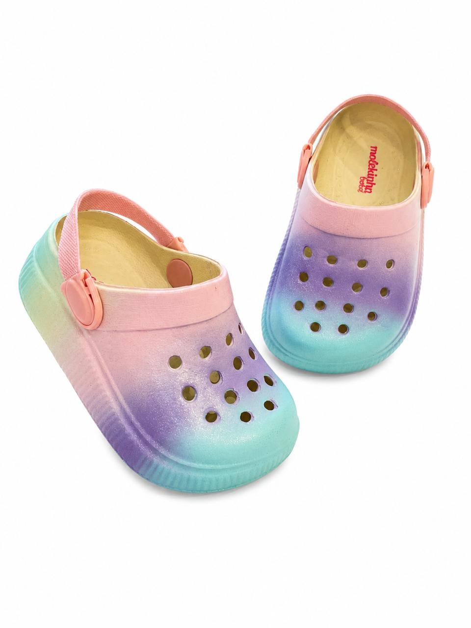 Babuche Infantil Feminino Bebê com Elástico Multicolor Fernanda Ramos Kids