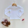 Blusa Manga Longa Infantil Feminina Básica Branca Gola Redonda Fernanda Ramos Kids