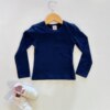 Blusa Manga Longa Infantil Feminina Básica Gola Redonda Azul Fernanda Ramos Kids