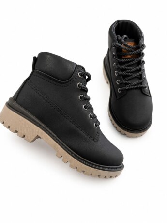 Bota Coturno Infantil Masculino Rustico Preto Fernanda Ramos Kids
