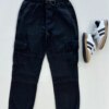 Calça Masculina Infantil Jeans Jogger com Bolsos Preto Fernanda Ramos Kids