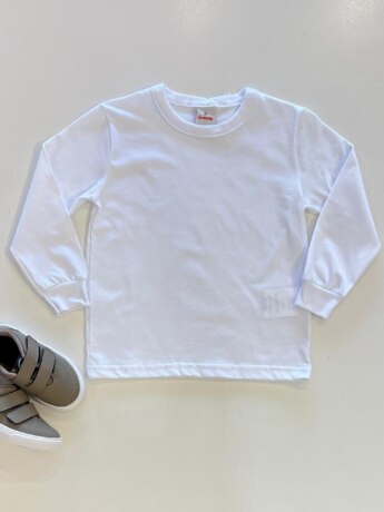 Camiseta Infantil Masculina Branco Básica Manga Longa Fernanda Ramos Kids