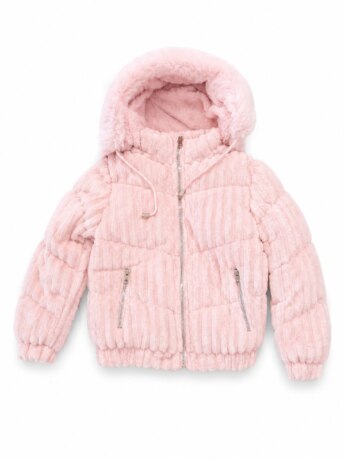Jaqueta Infantil Feminina Capuz Pelúcia Plush Rosa Bebê Fernanda Ramos Kids