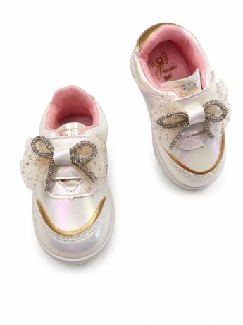 Tênis Infantil Feminino Baby Casual Velcro com Laço Perolizado Fernanda Ramos Kids