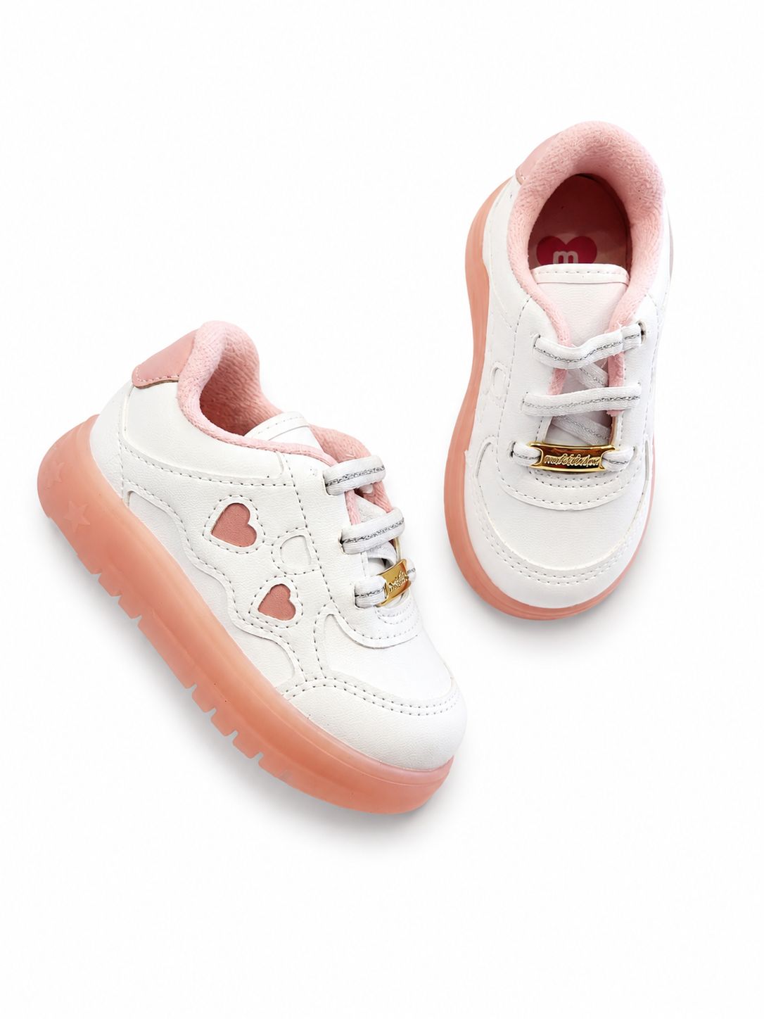 Tênis Infantil Feminino Bebê Casual Calce Fácil com Led Branco Fernanda Ramos Kids