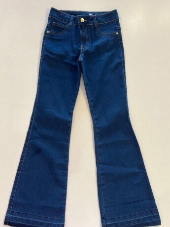 Calça Feminina Jeans Infantil Flare com Elastano Azul Escuro Fernanda Ramos Kids