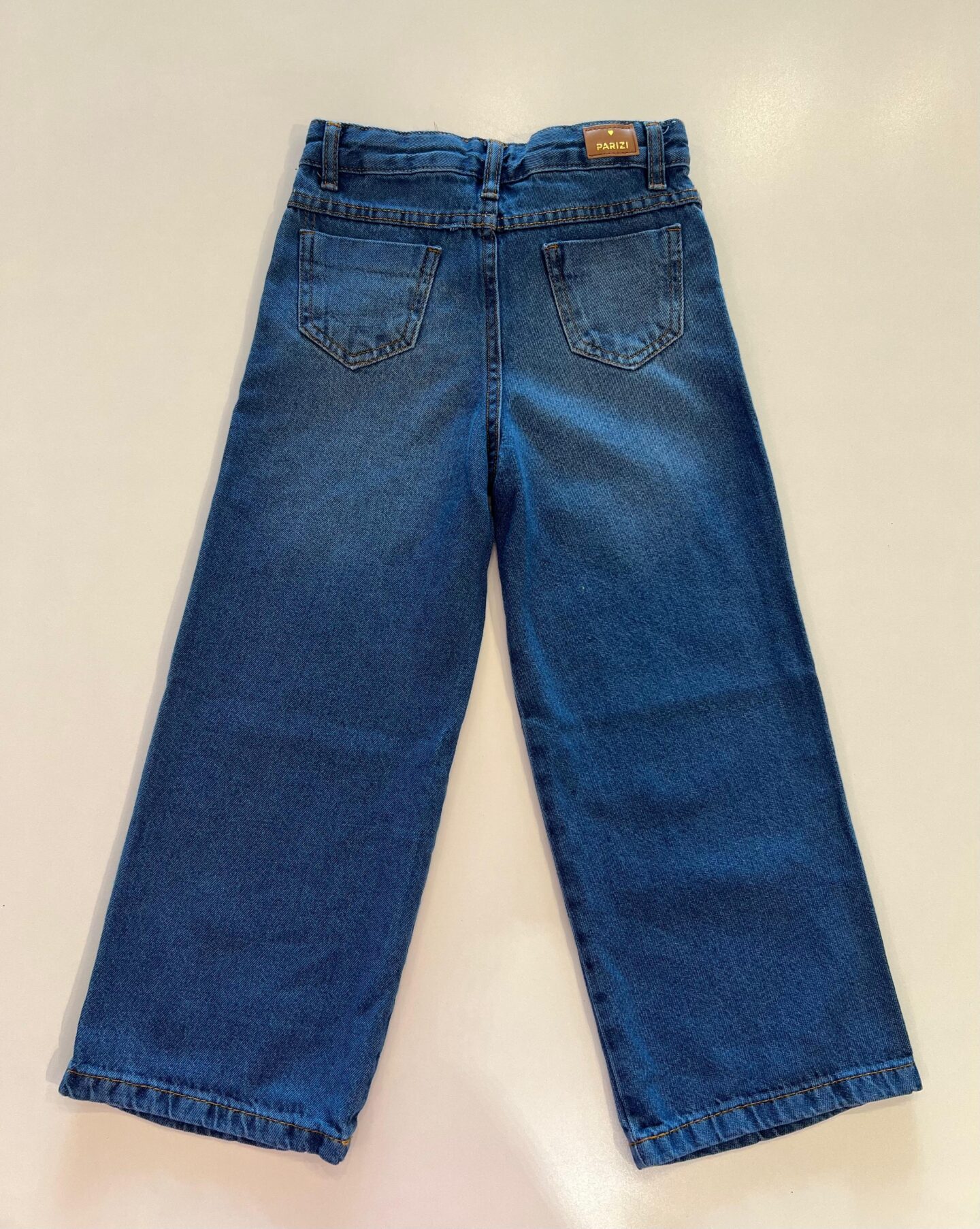 Calça Feminina Jeans Infantil Wide Leg Azul Médio Fernanda Ramos Kids