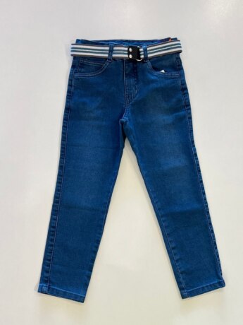 Calça Masculina Infantil Jeans Azul Médio Skinny com Cinto Fernanda Ramos Kids