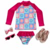 Biquíni Infantil Blusa Estampada Flor e Calcinha Pink Fernanda Ramos Kids