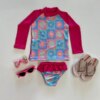 Biquíni Infantil Blusa Estampada Flor e Calcinha Pink Fernanda Ramos Kids