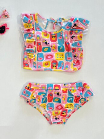 Biquíni Infantil Top e Calcinha Estampa Hello Sumer Fernanda Ramos Kids