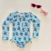 Maiô Infantil Manga Longa Estampado Listrado Azul Fernanda Ramos Kids