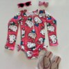 Maiô Infantil Manga Longa Estampado com Zíper Rosa Fernanda Ramos Kids