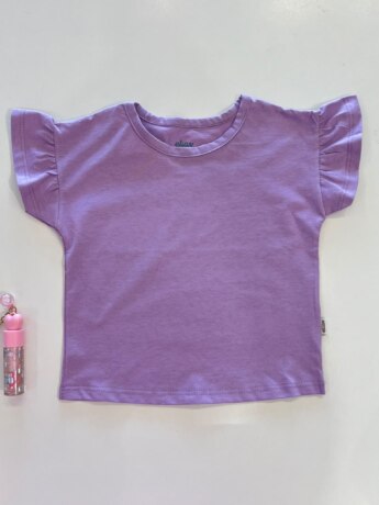 Blusa Infantil Feminina Manga Curta com Babado Lilás Fernanda Ramos Kids