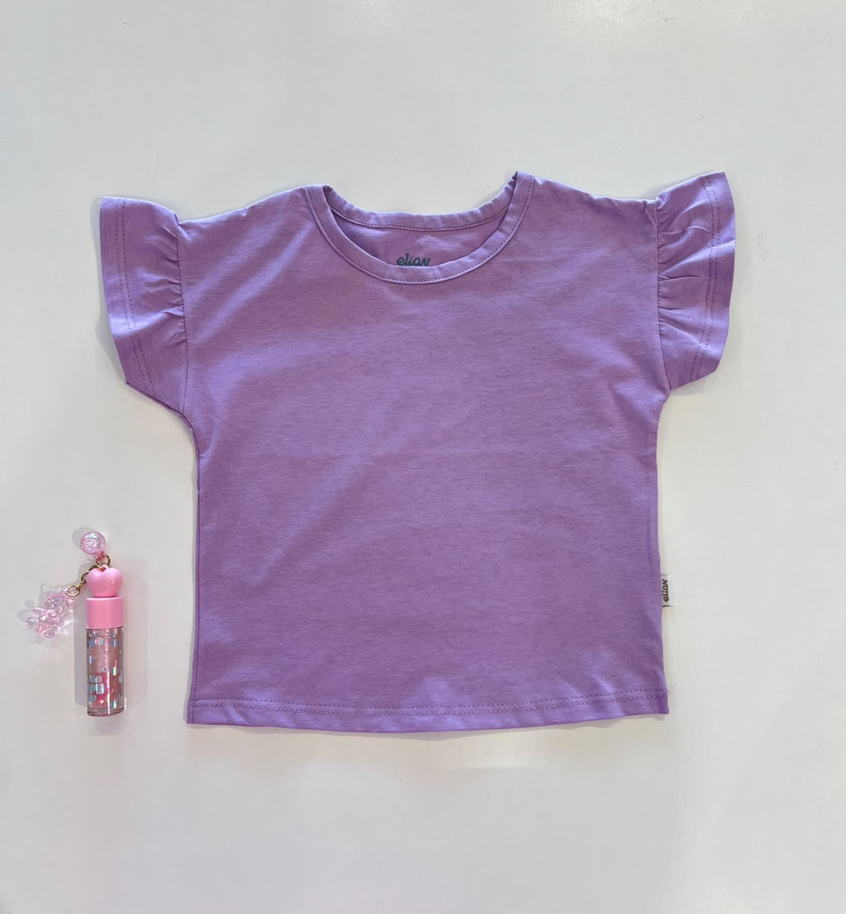 Blusa Infantil Feminina Manga Curta com Babado Lilás Fernanda Ramos Kids