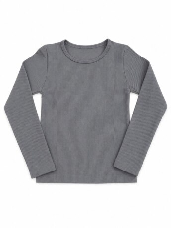 Blusa Manga Longa Infantil Feminina Térmica Canelada Cinza Fernanda Ramos Kids