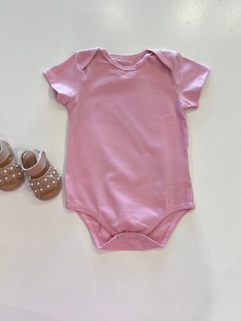 Body Infantil Feminino Manga Curta Rosa Fernanda Ramos Kids