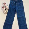 Calça Feminina Jeans Infantil Baggy Com Bolsos Azul Fernanda Ramos Kids