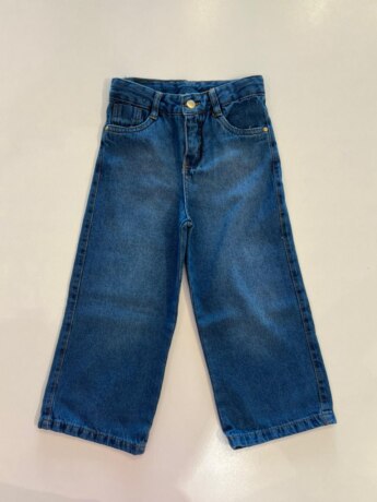 Calça Feminina Jeans Infantil Wide Leg 366 Azul Fernanda Ramos Kids