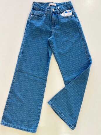 Calça Feminina Jeans Infantil Wide Leg Azul Claro Fernanda Ramos Kids